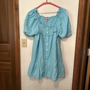 Stoney Clover Lane x Target Womens Blue Linen Blend Ruffled Mini Dress Medium